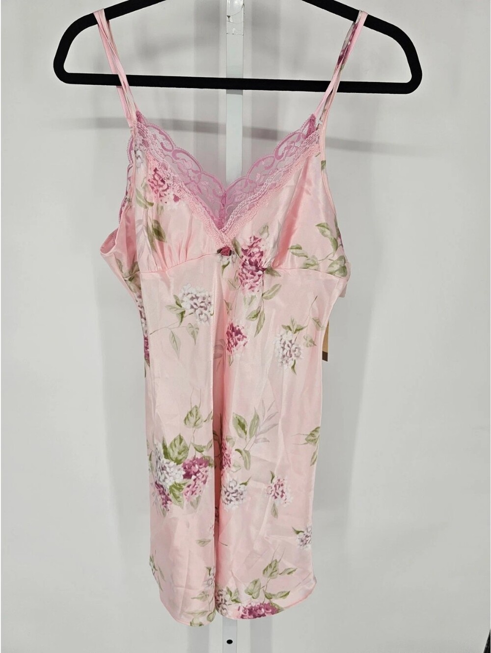 Pink Floral Lace-Trim Chemise Nightdress